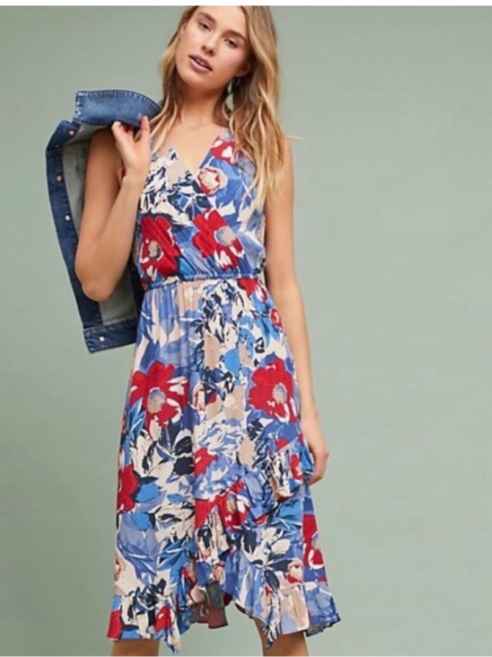 ANTHRO Plenty by Tracy Reese Ruffle Midi Dress